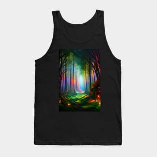 Dreamy Rainbow Colored Forest Trail - Digital AI Art Tank Top